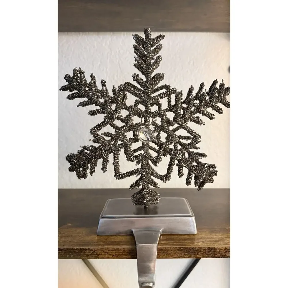 Pottery Barn Large Christmas Beaded Star Faux Diamond Stocking Holder 10”